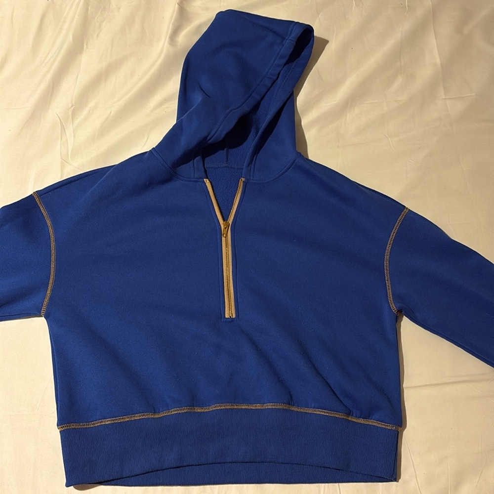 Blue Cropped Jacket Top